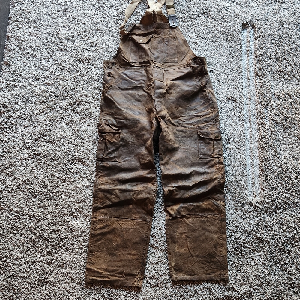 Vintage C.C. Filson Men’s Oil Finished Double Tin Cloth USA Made Overalls Bib 36